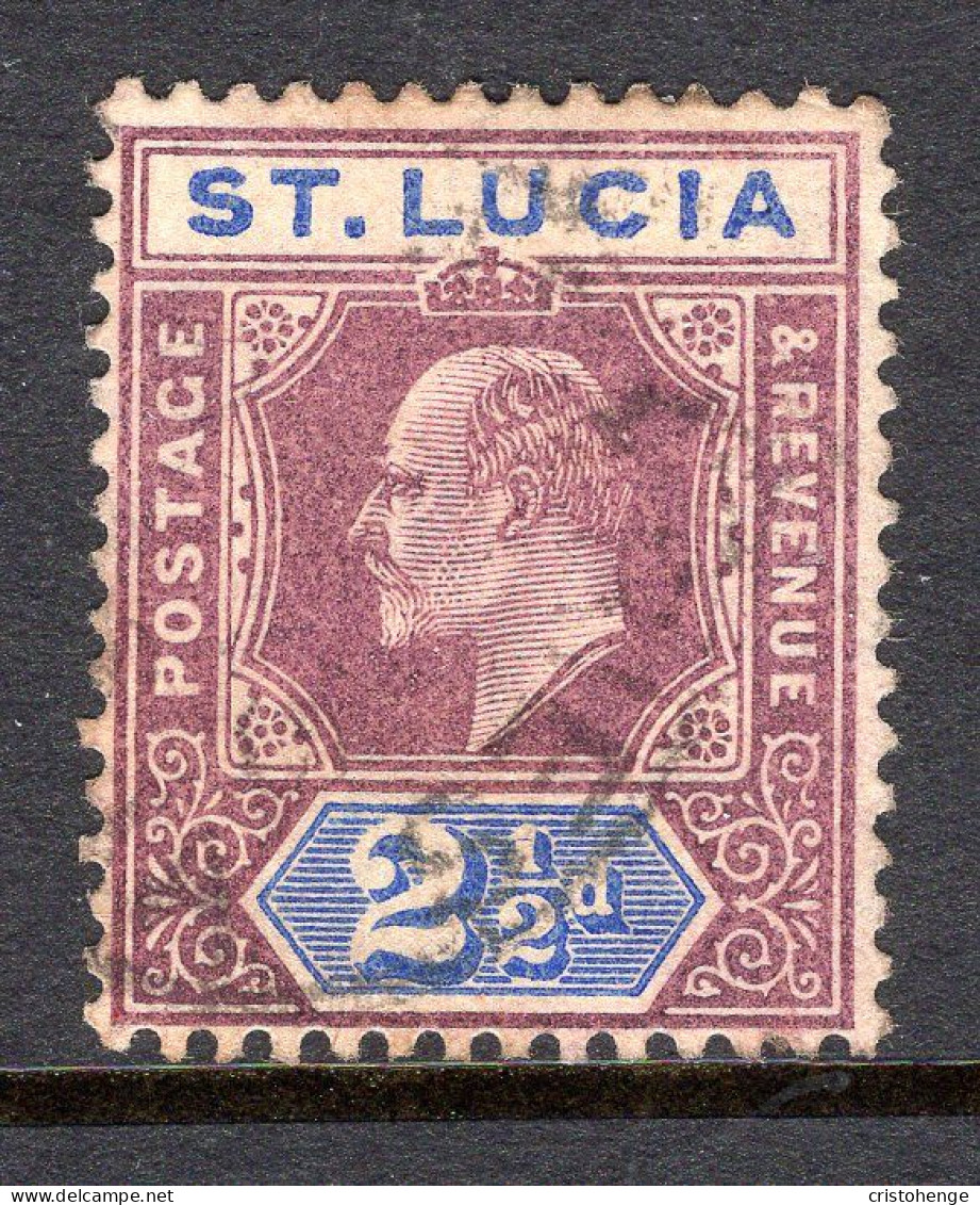 St Lucia 1904-10 KEVII - Wmk. Multiple Crown CA - 2½d Dull Purple & Ultramarine Used (SG 68) - Ste Lucie (...-1978)