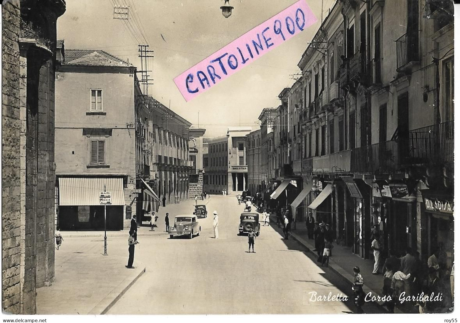 Puglia-barletta Corso Garibaldi Differente Veduta Corso Animata Fine Anni 40 (v.retro) - Barletta