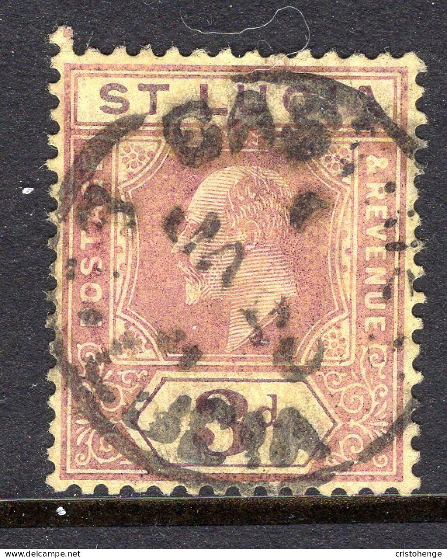 St Lucia 1904-10 KEVII - Wmk. Multiple Crown CA - 3d Purple On Yellow HM (SG 71) - Ste Lucie (...-1978)