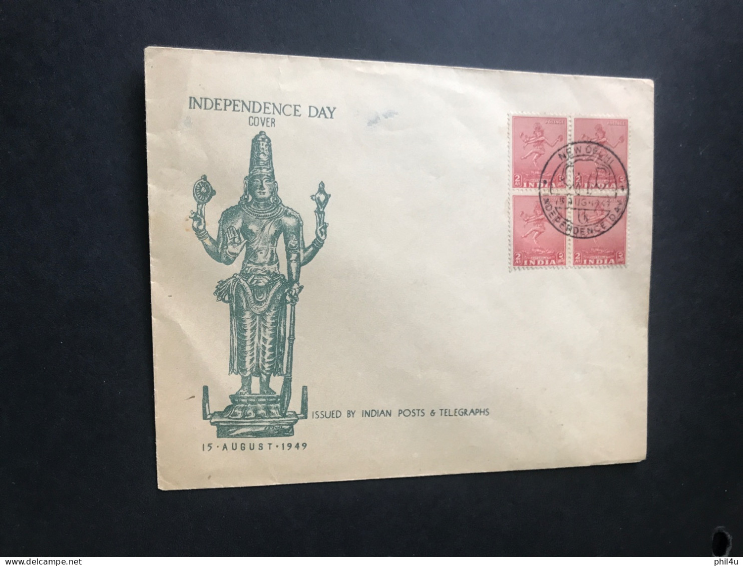 1949 India Archaeology Stamps Block Of 4 To 2as 3 Diff.  FDCOVERS - Cartas & Documentos