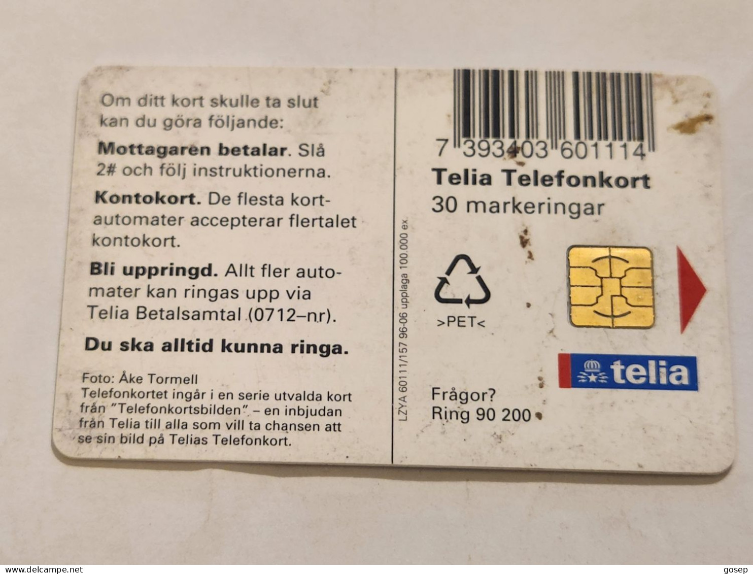 SWEDEN-(SE-TEL-030-0157)-Squirrel-(17)(Telefonkort 30)(tirage-100.000)(?)-used Card+1card Prepiad Free - Suède