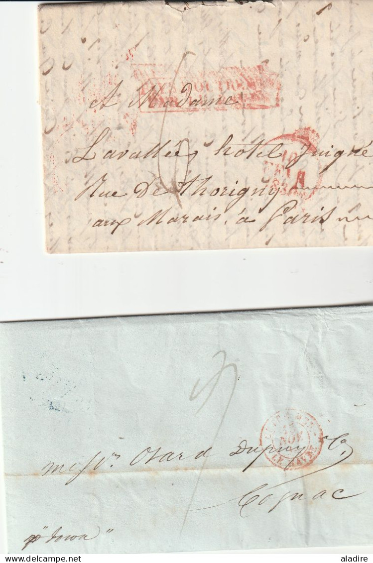 USA MARITIME 1829/1846 - Lot De 6 Lettres De New York, New Orleans & Philadelphia Vers Paris, Havre Et Cognac - Marcofilie