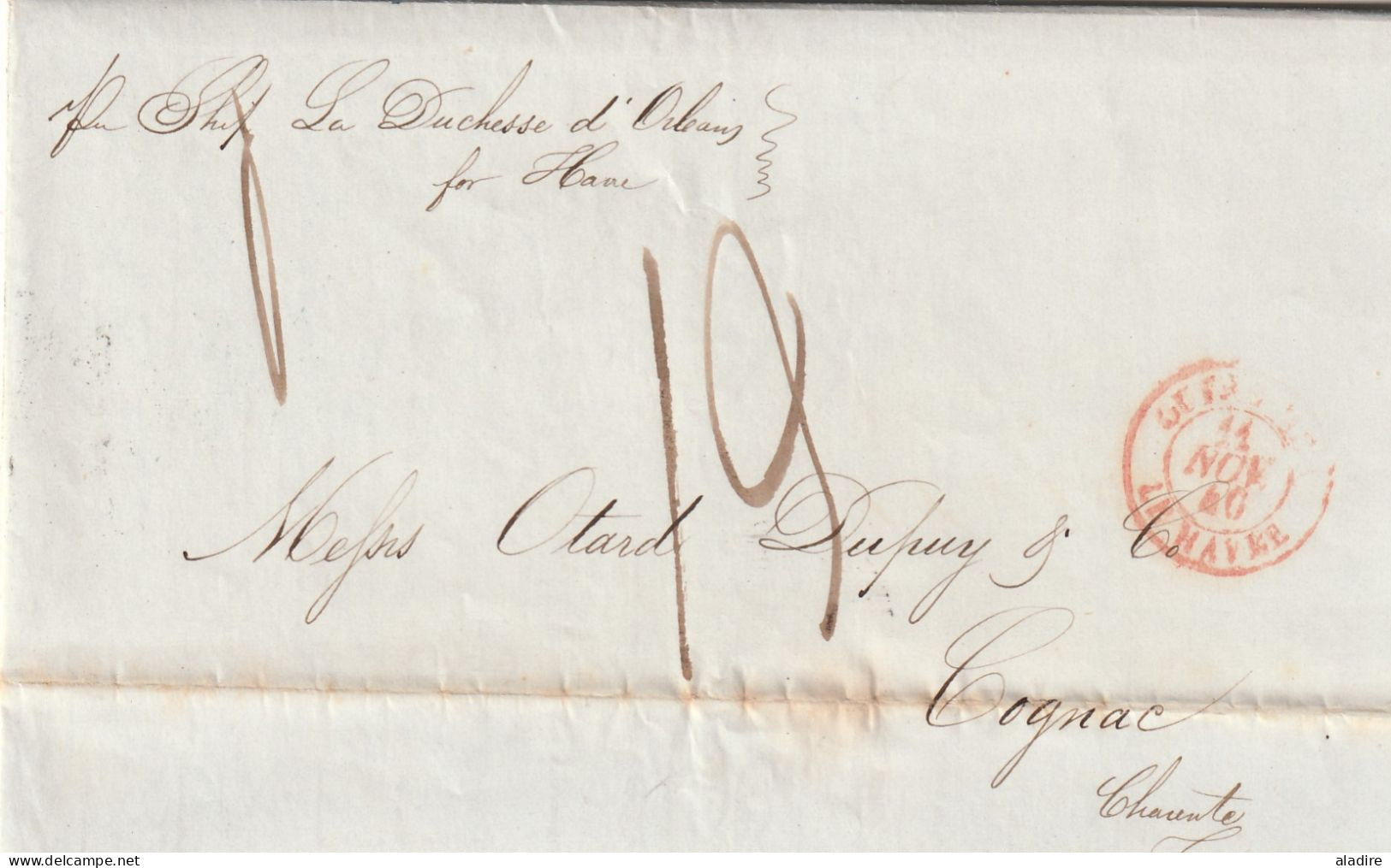 USA MARITIME 1829/1846 - Lot De 6 Lettres De New York, New Orleans & Philadelphia Vers Paris, Havre Et Cognac - Marcophilie