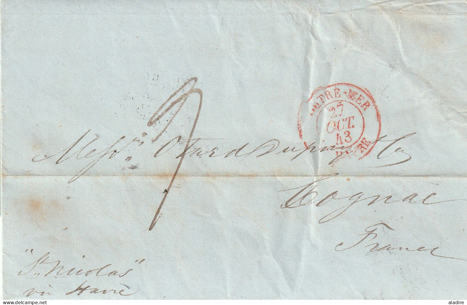 USA MARITIME 1829/1846 - Lot De 6 Lettres De New York, New Orleans & Philadelphia Vers Paris, Havre Et Cognac - Storia Postale