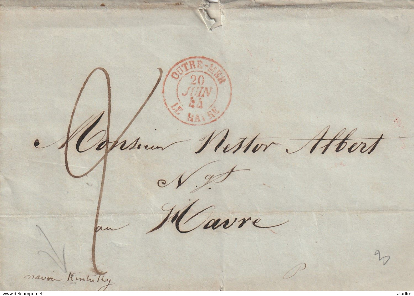 USA MARITIME 1829/1846 - lot de 6 lettres de New York, New Orleans & Philadelphia vers Paris, Havre et Cognac