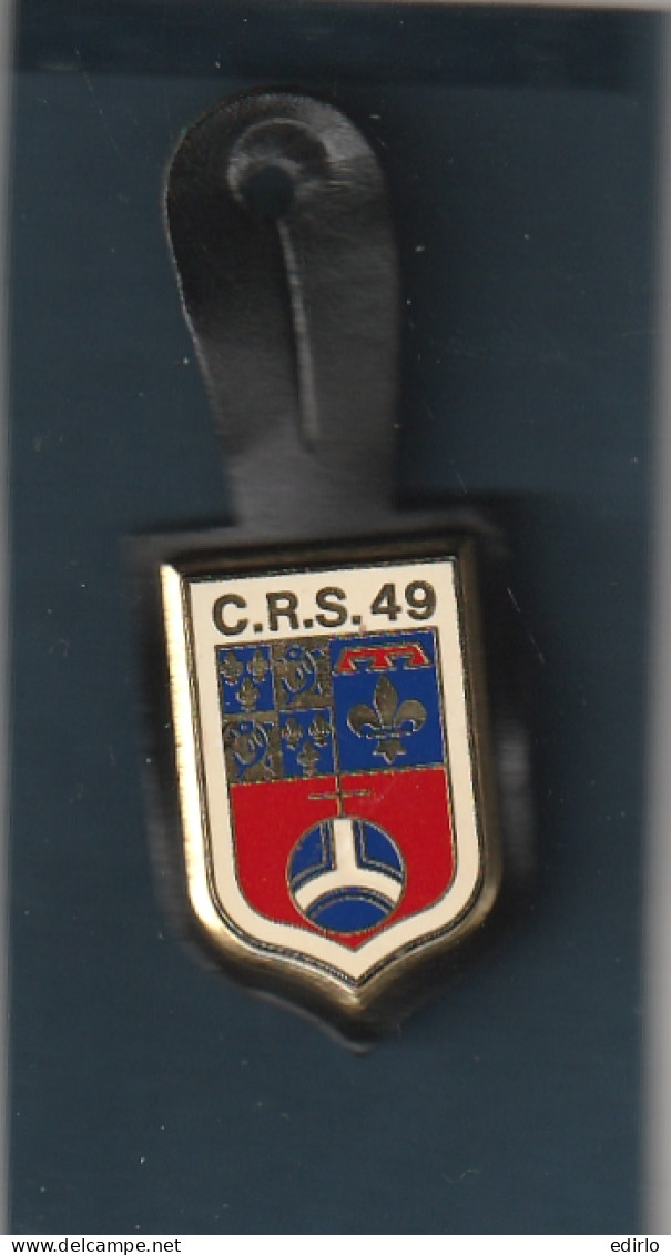 *** MILITARIA ***   Médaille Avec Baudrier Cuir CRS 49. Compagnie Républicaine De Sécurité 49 --  DELSAR - Francia