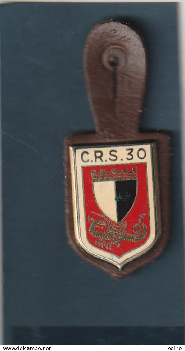 *** MILITARIA ***   Médaille Avec Baudrier Cuir CRS 30. Compagnie Républicaine De Sécurité 30 -- Fond Guillocché - Francia