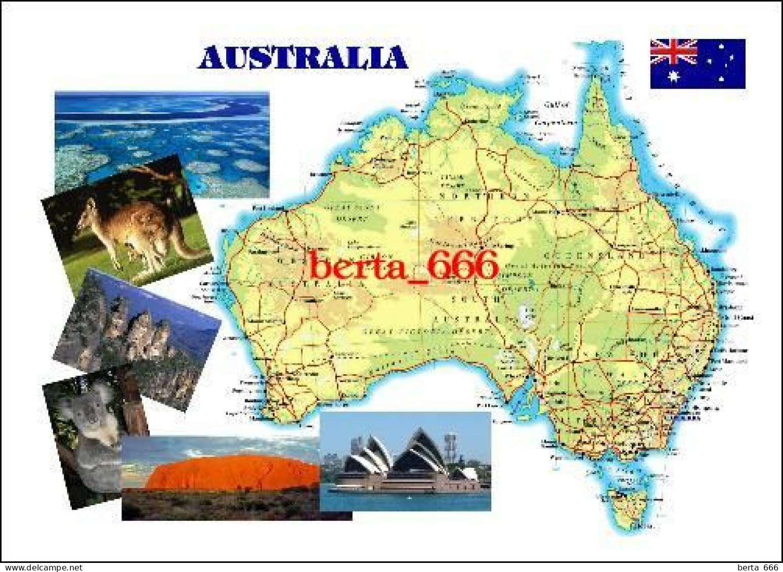 Australia Country Map New Postcard * Carte Geographique * Landkarte - Other & Unclassified