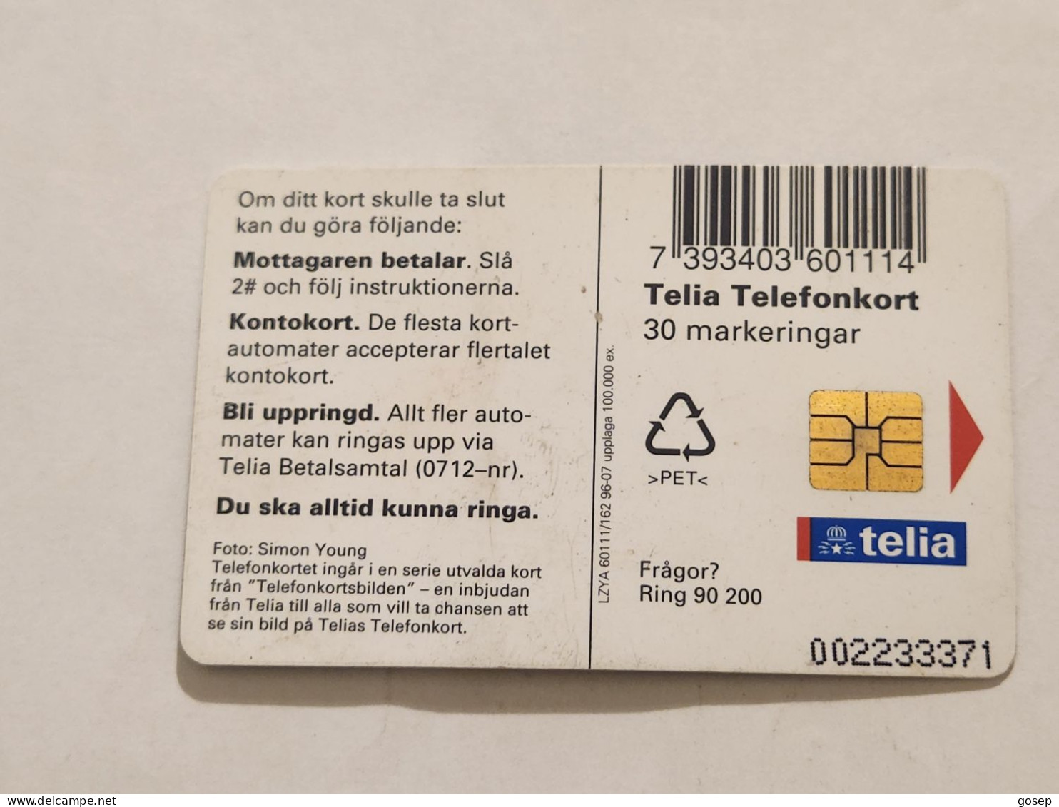 SWEDEN-(SE-TEL-030-0162)-Sunset-Landscape-(18)(Telefonkort 30)(tirage-100.000)(002233371)-used Card+1card Prepiad Free - Suède