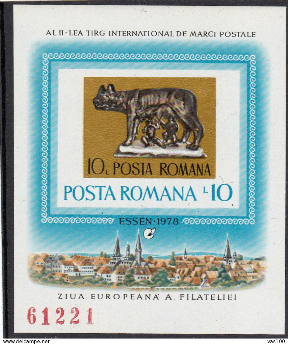ROMANIA 1978 INTERNATIONAL STAMP FAIR ESSEN MI No. BLOCK 155 MNH - Ungebraucht
