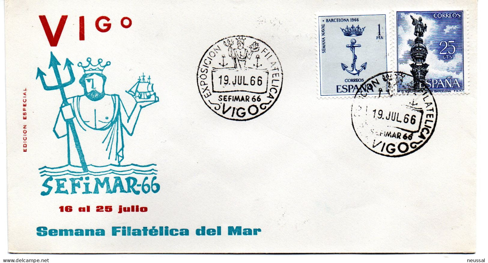 Carta Con Matasellos Commemorativo Exposicion Filatelica Vigo De 1966 - Briefe U. Dokumente