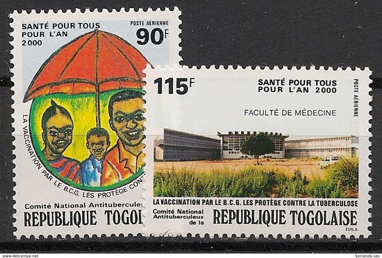 TOGO - 1987 - Poste Aérienne PA N°YT. 645 à 646 - Santé Pour Tous - Neuf Luxe ** / MNH / Postfrisch - Togo (1960-...)