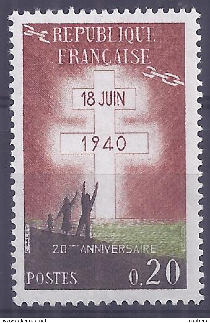 Francia 1960. YT = 1264 -  (*). Llamamiento Gral De Gaulle - Ongebruikt