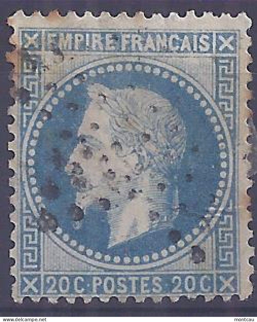 Francia 1867. YT = 29,  Usado (o). Napoleón III 20 C - 1863-1870 Napoléon III Lauré