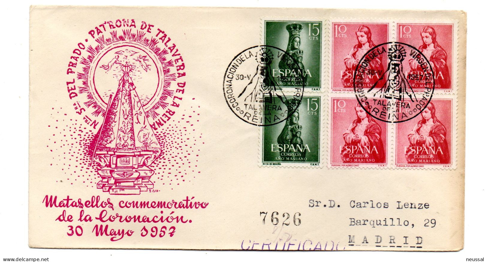 Carta Con Matasellos Commemorativo Coronacion De La Virgen Talavera De La Reina.- - Storia Postale