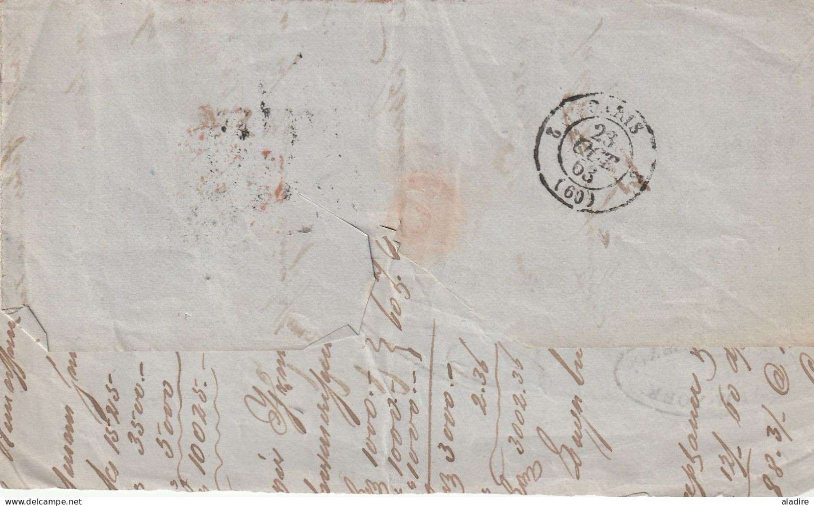 USA MARITIME 1851/1863 - lot de 6 lettres de New York, New Orleans & Saint Louis vers Paris, Havre, Rotterdam, Markinch