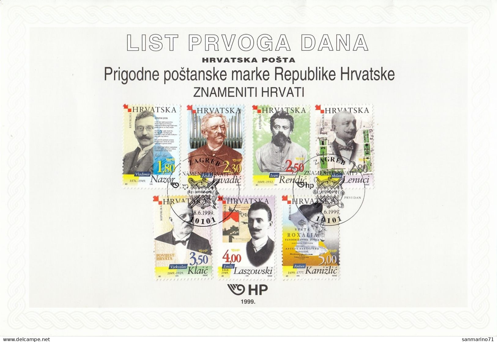 CROATIA First Day Panes 508-514 - Croatia