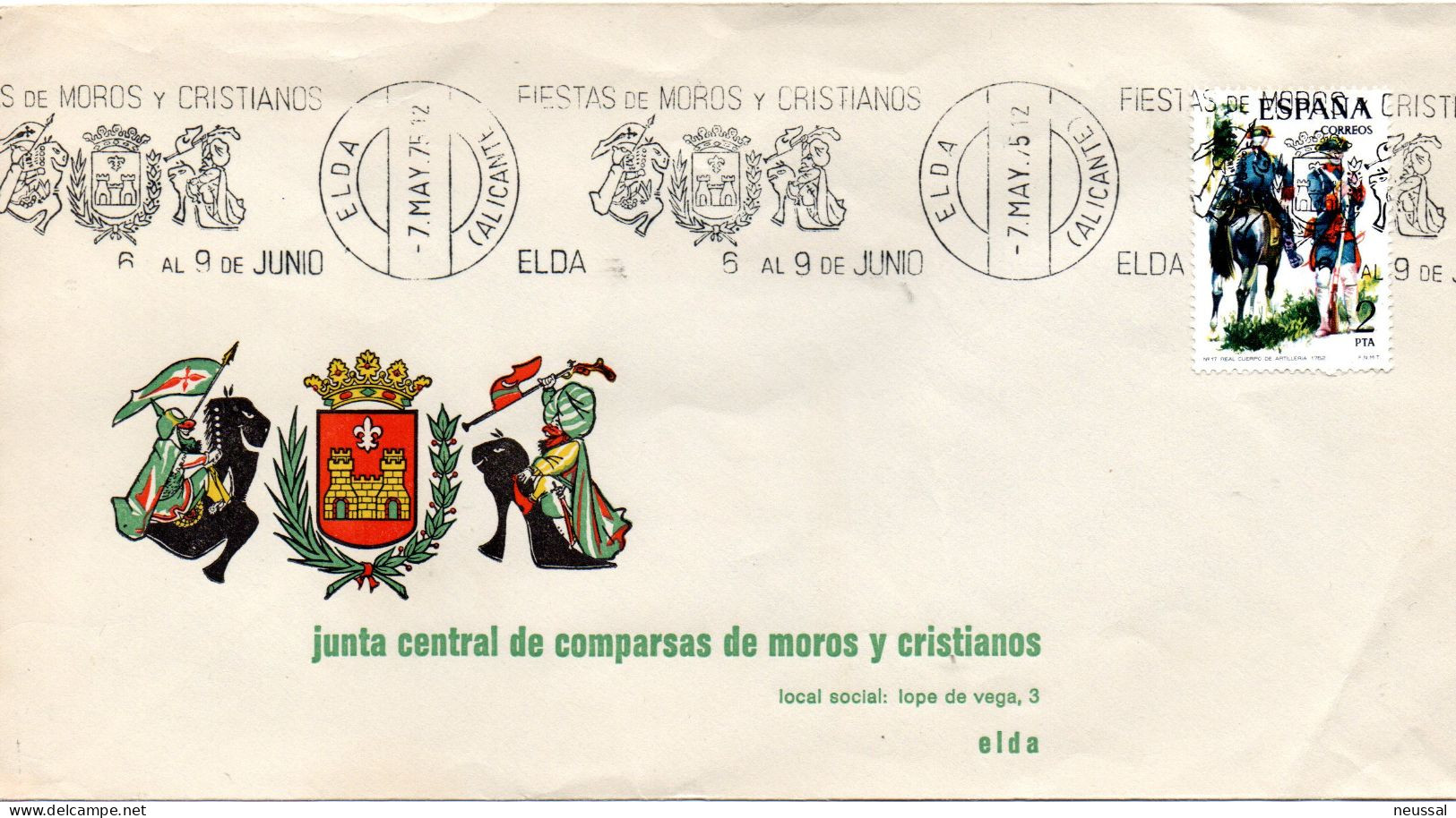 Carta Con Matasellos Commemorativo  Fieta De Moros Y Cristianos Elda - Lettres & Documents