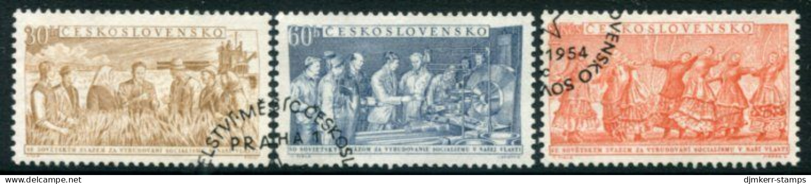 CZECHOSLOVAKIA 1954 Czech-Soviet Friendship Month Used.  Michel 878-80 - Used Stamps