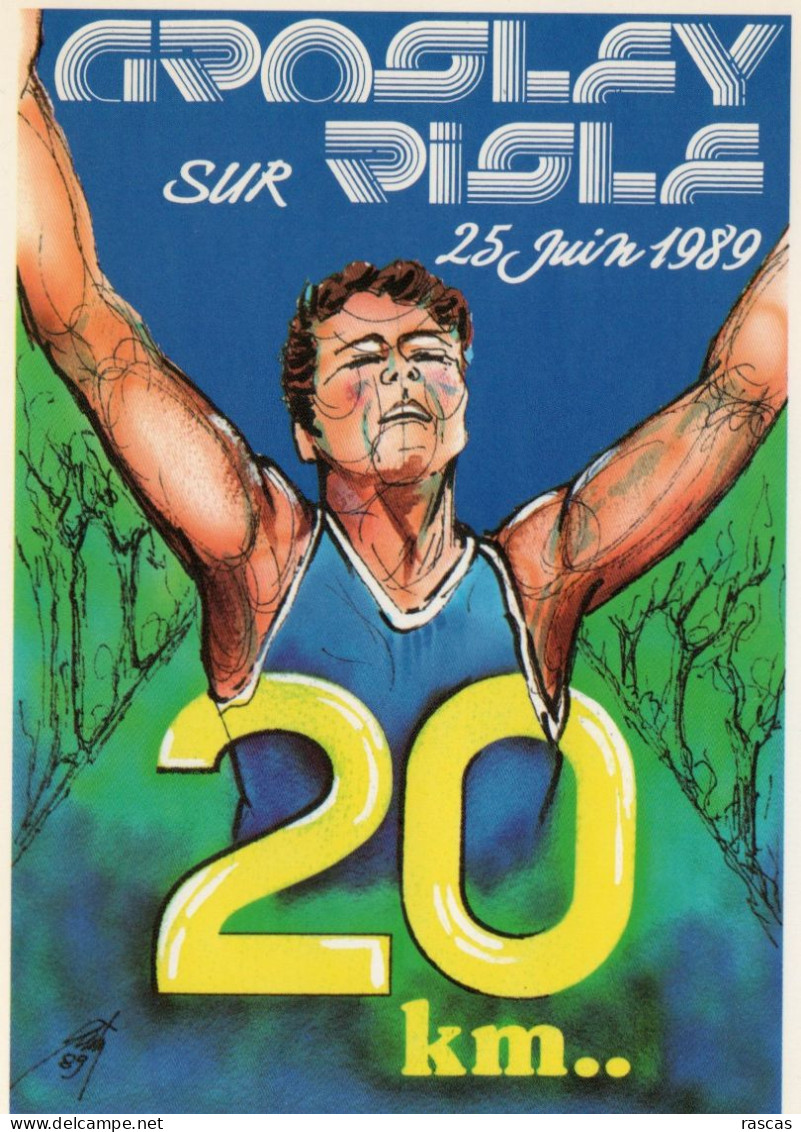 CLB - CPM - ATHLETISME - COURSE A PIED - 20 KM DE GROSLEY SUR RISLE 1989 - ILLUSTRATEUR E.QUENTIN - Athlétisme