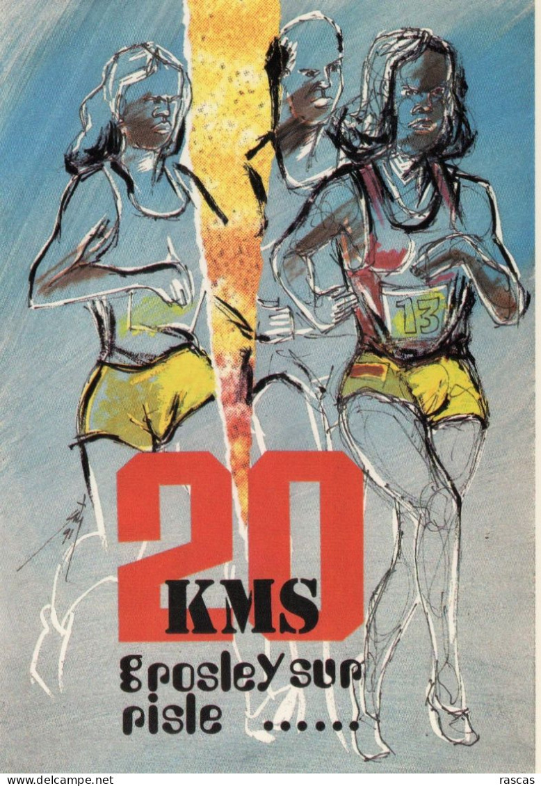 CLB - CPM - ATHLETISME - COURSE A PIED - 20 KM DE GROSLEY SUR RISLE 1991 - ILLUSTRATEUR E.QUENTIN - Athlétisme