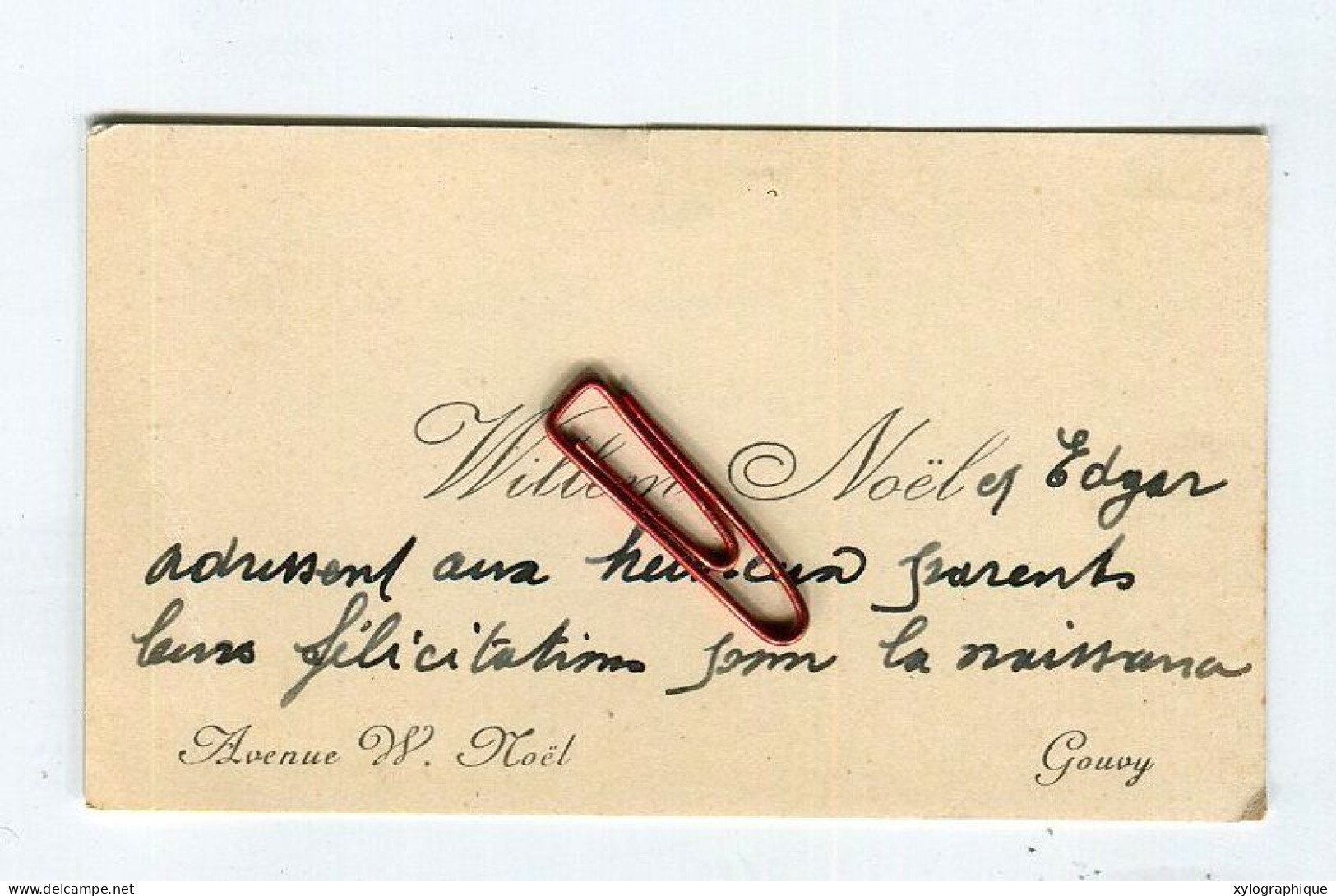 GOUVY Limerlé - Carte De Visite Ca. 1930, Voir Verso, Willem Et Edgar Noël, Avenue W. Noël, Pour Famille Gérardy Warland - Cartoncini Da Visita