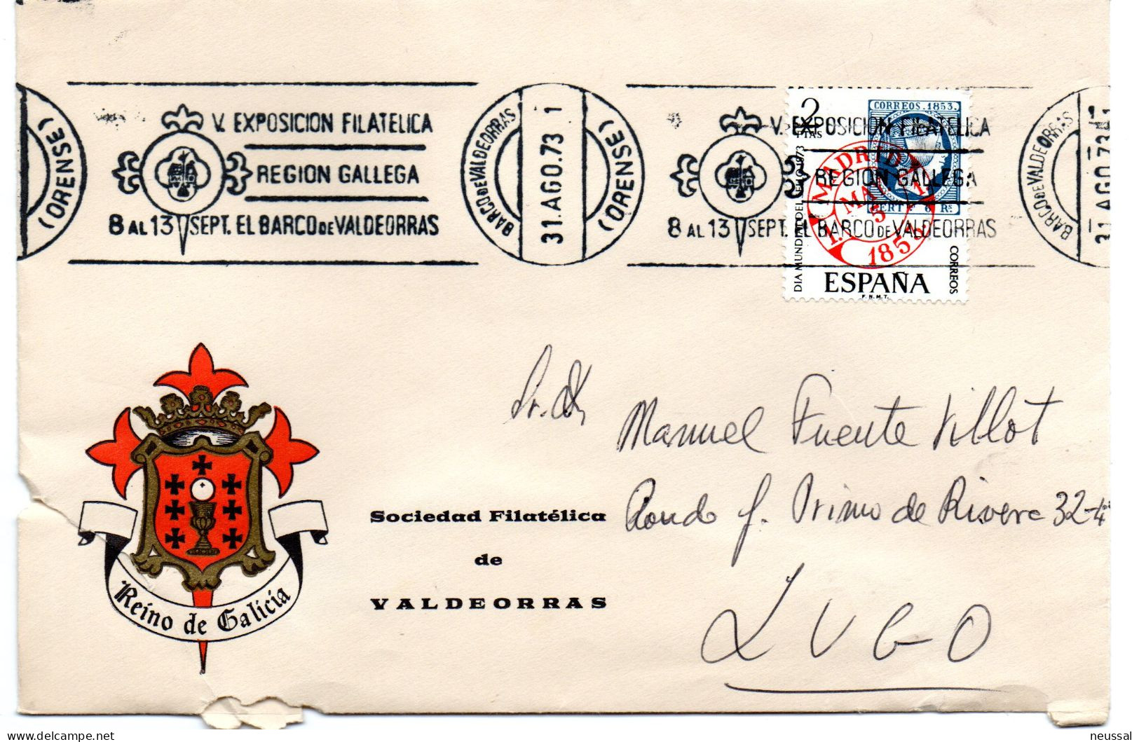 Carta Con Matasellos Commemorativo  Exposicion Filatelica Region Gallega De 1973 - Storia Postale