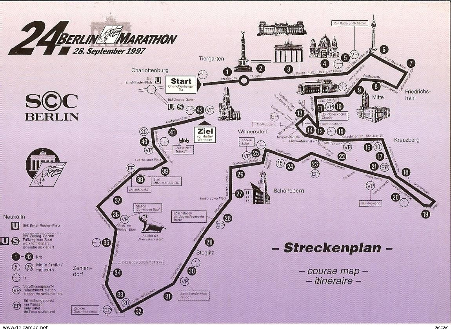 CLB - CPM - ATHLETISME - COURSE A PIED - MARATHON DE BERLIN 1997 - PLAN DU PARCOURS - Atletica