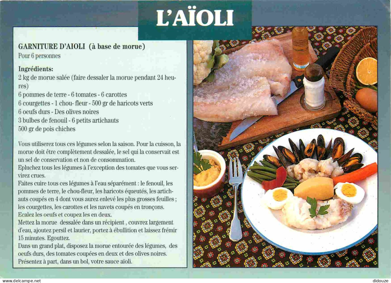 Recettes De Cuisine - Aioli - Gastronomie - CPM - Voir Scans Recto-Verso - Recettes (cuisine)