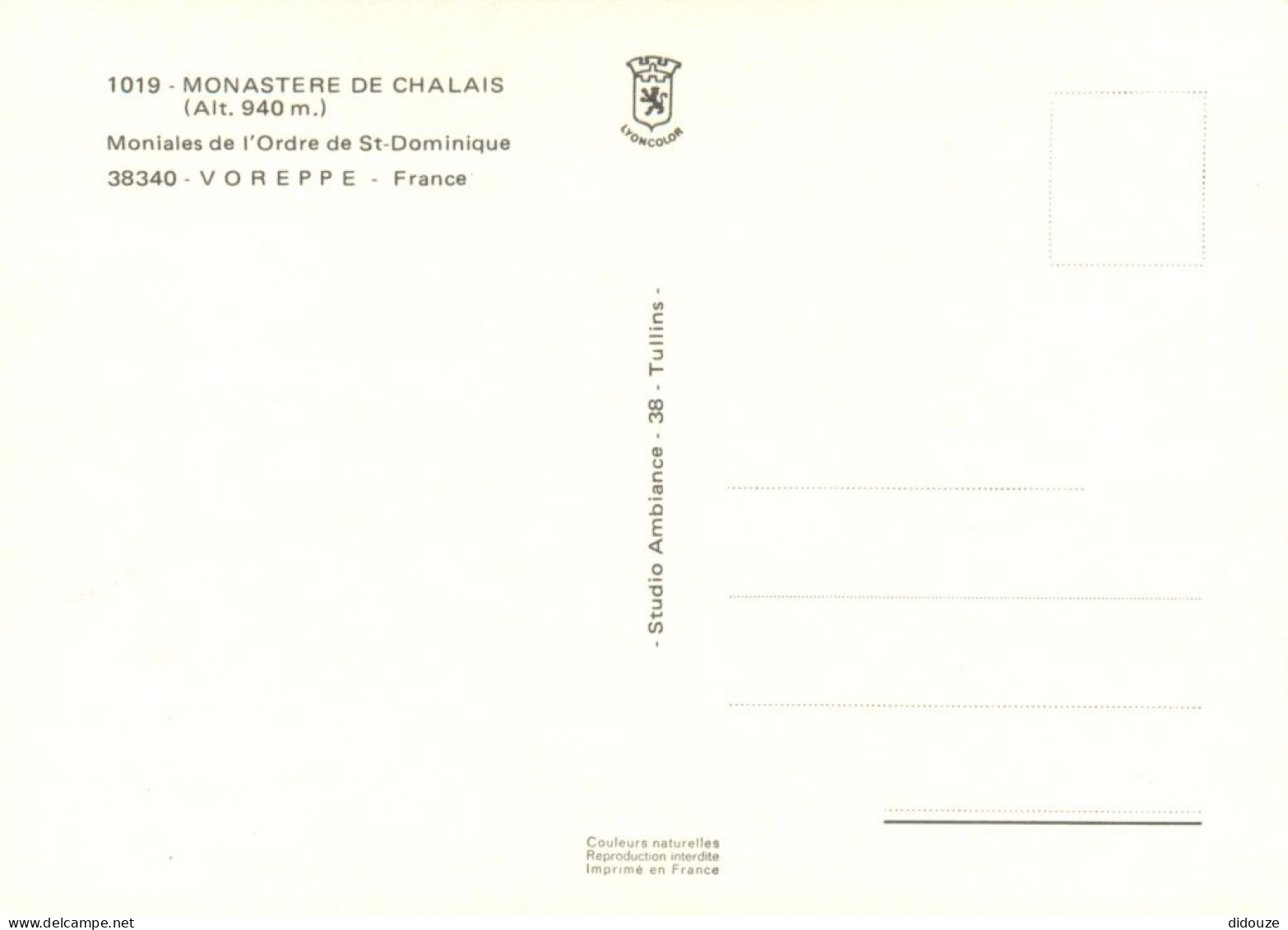 38 - Voreppe - Monastère De Chalais - Moniales De L'Ordre De Saint Dominique - CPM - Carte Neuve - Voir Scans Recto-Vers - Voreppe