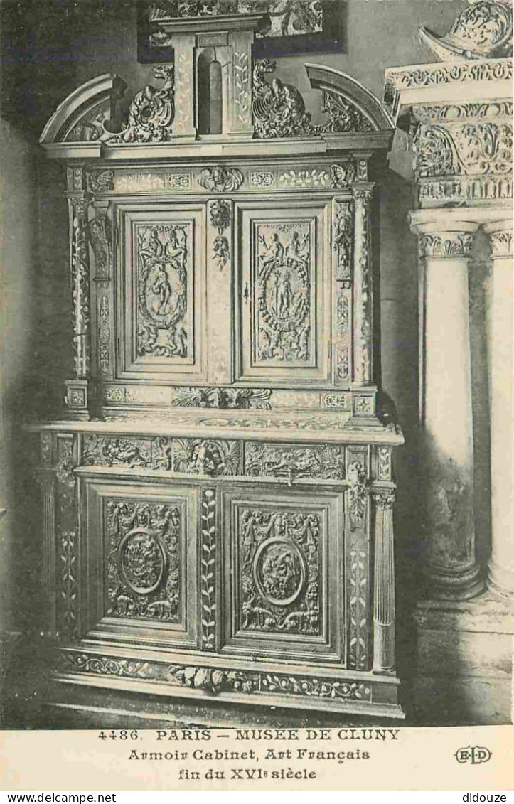 75 - Paris - Musée De Cluny - Airmoir Cabinet - Art Français - Fin Du XVe Siècle - CPA - Etat Carte Provenant D'un Carne - Musées