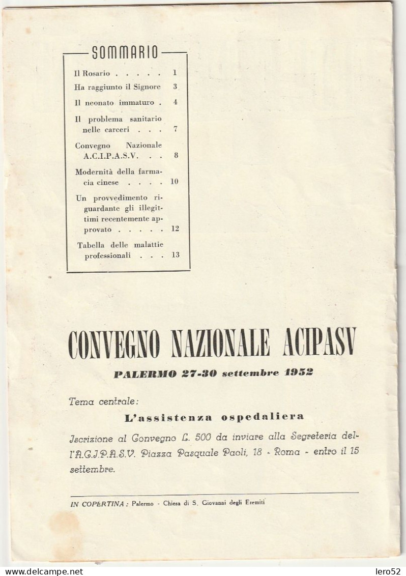 PUBBLICAZIONE RELIGIOSA FEDE E PROFESSIONE ANNO 1952 N° 9 ANNO IV - Sonstige & Ohne Zuordnung