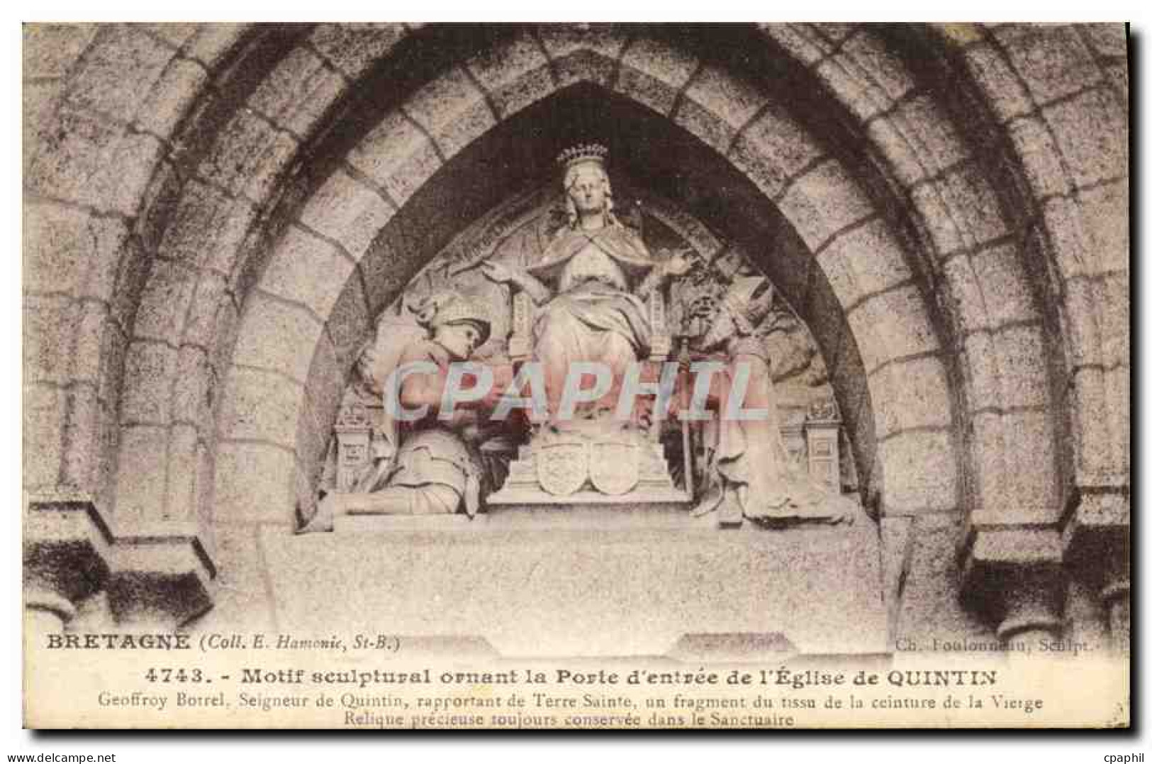 CPA Motif Sculptural Ornant La Porte D Entree De L Eglise De Quintin - Quintin