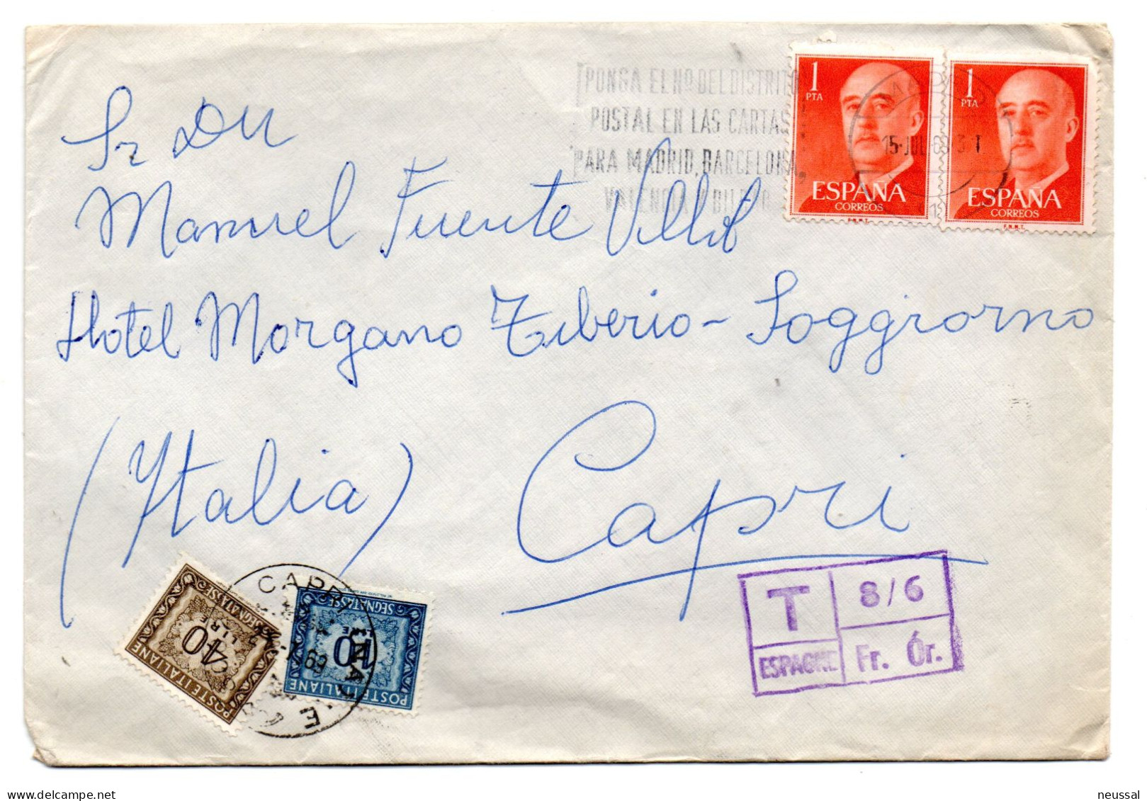 Carta De 1969 Direccion Italia - Cartas & Documentos