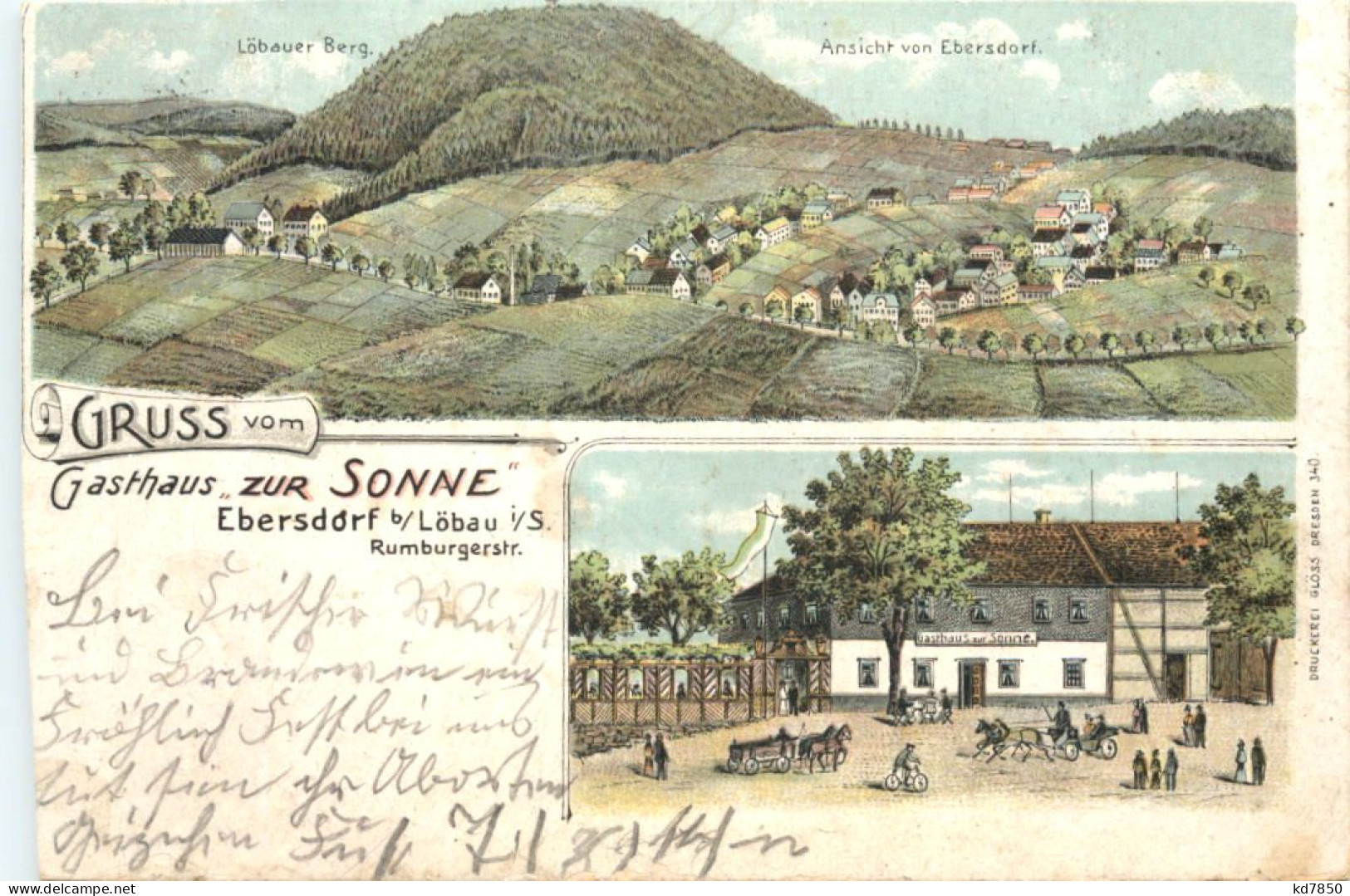 Ebersdorf - Gasthaus Zur Sonne - Löbau - Litho - Loebau