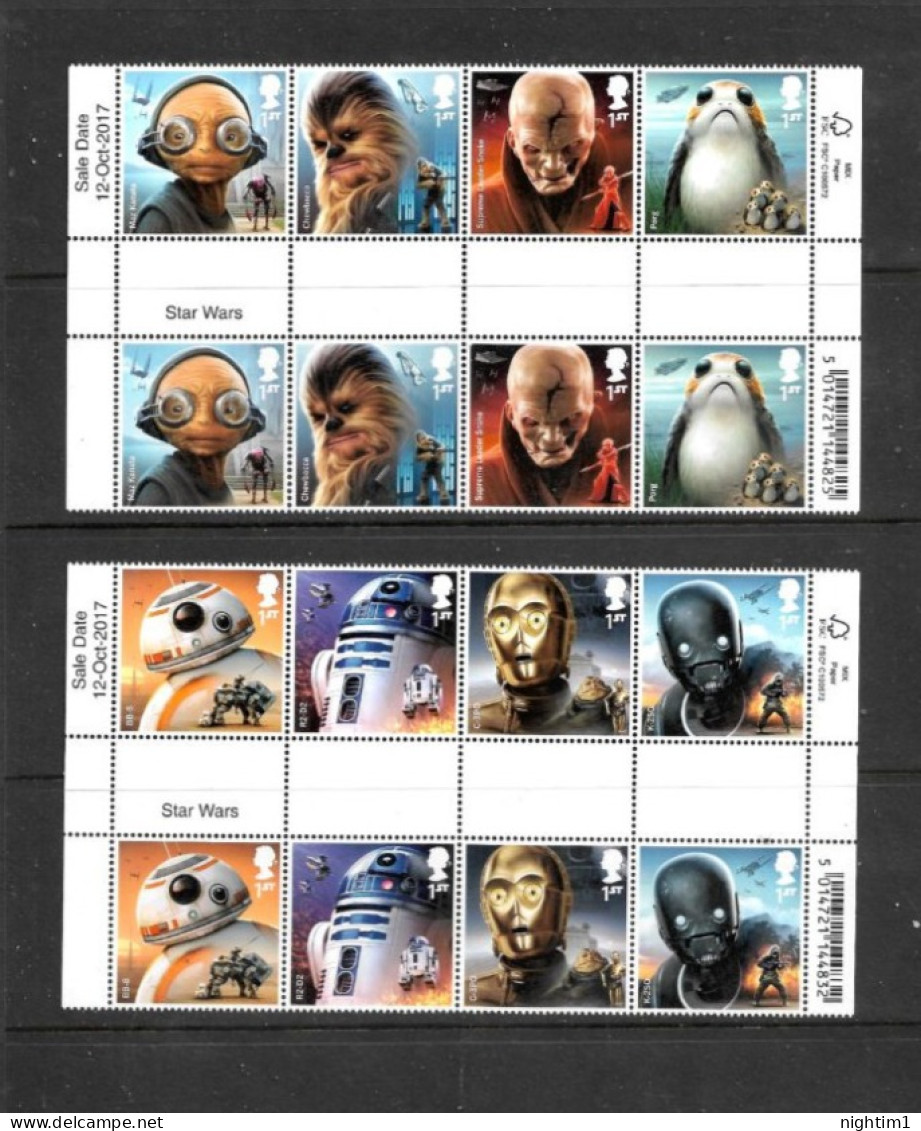 GREAT BRITAIN COLLECTION.  2017 STAR WARS GUTTER PAIRS. 16 VALUES. UNMOUNTED MINT. - Neufs