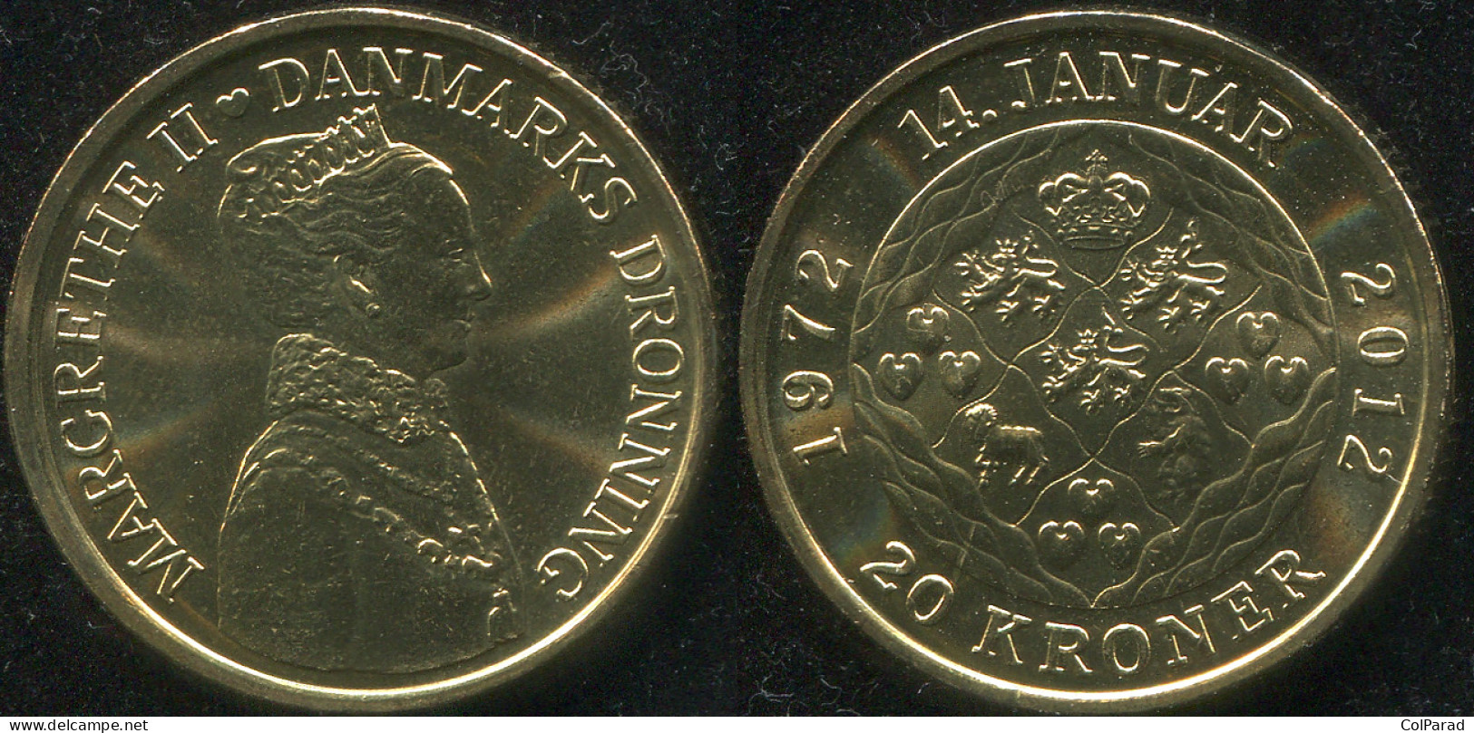 DENMARK COIN 20 KRONER - KM#945 Unc - 2012 - 40th Jubilee Of Queen Margrethe II - Dänemark