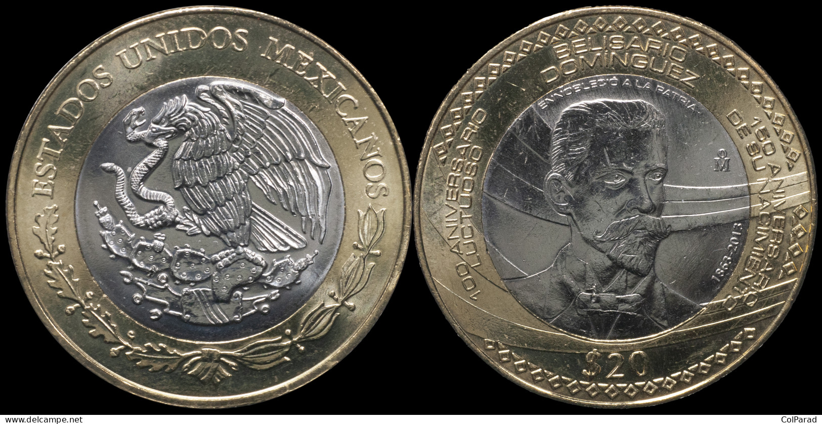 MEXICO COIN 20 PESOS - KM#970 Bi-Metallic Unc - 2013 - Belisario Domínguez - México