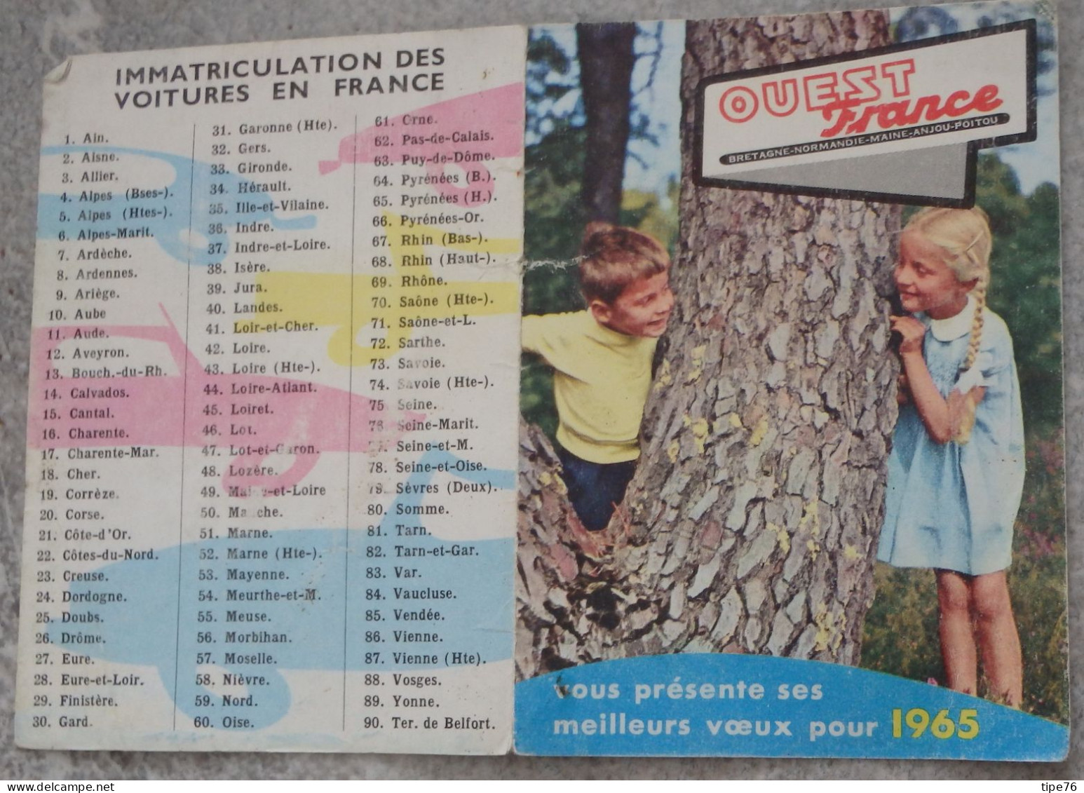 Petit Calendrier De Poche 1965 Journal Ouest France - Petit Format : 1961-70