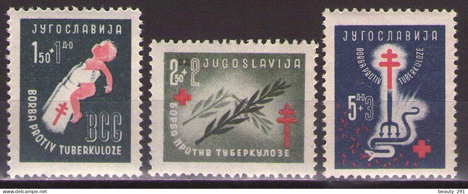 Yugoslavia 1948 Fight Against Tuberculosis, Mi 536-538 - MNH**VF - Unused Stamps