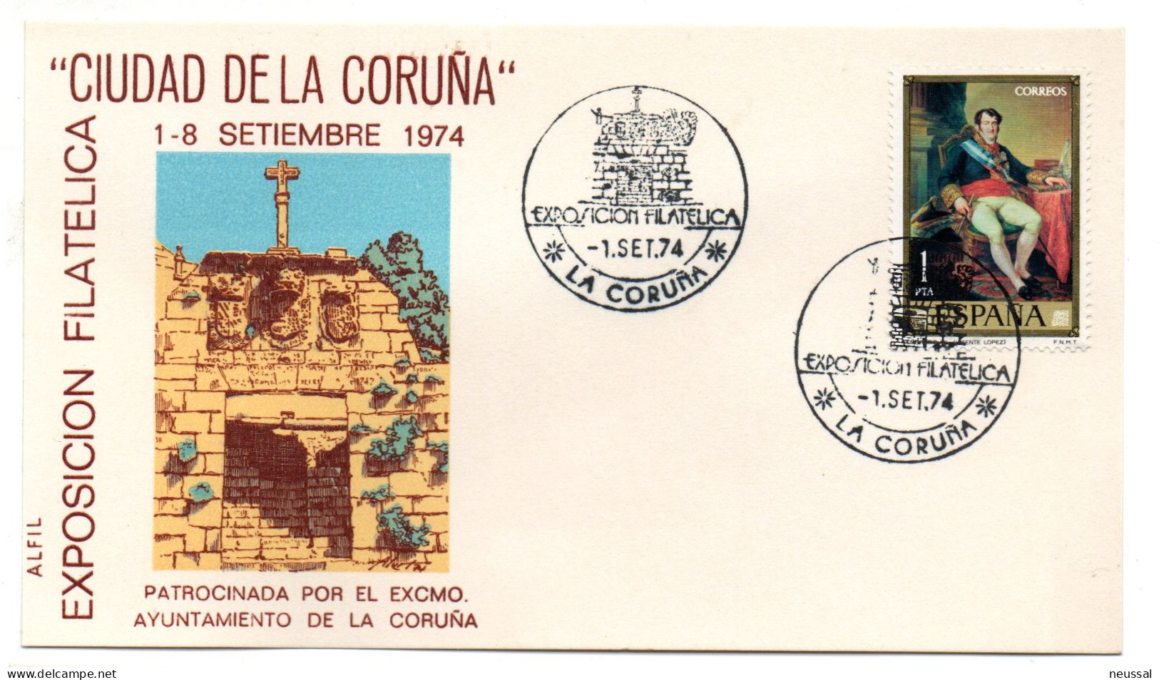 Tarjeta Commemorativa  Con Matasellos De 1974 La Coruña - Briefe U. Dokumente
