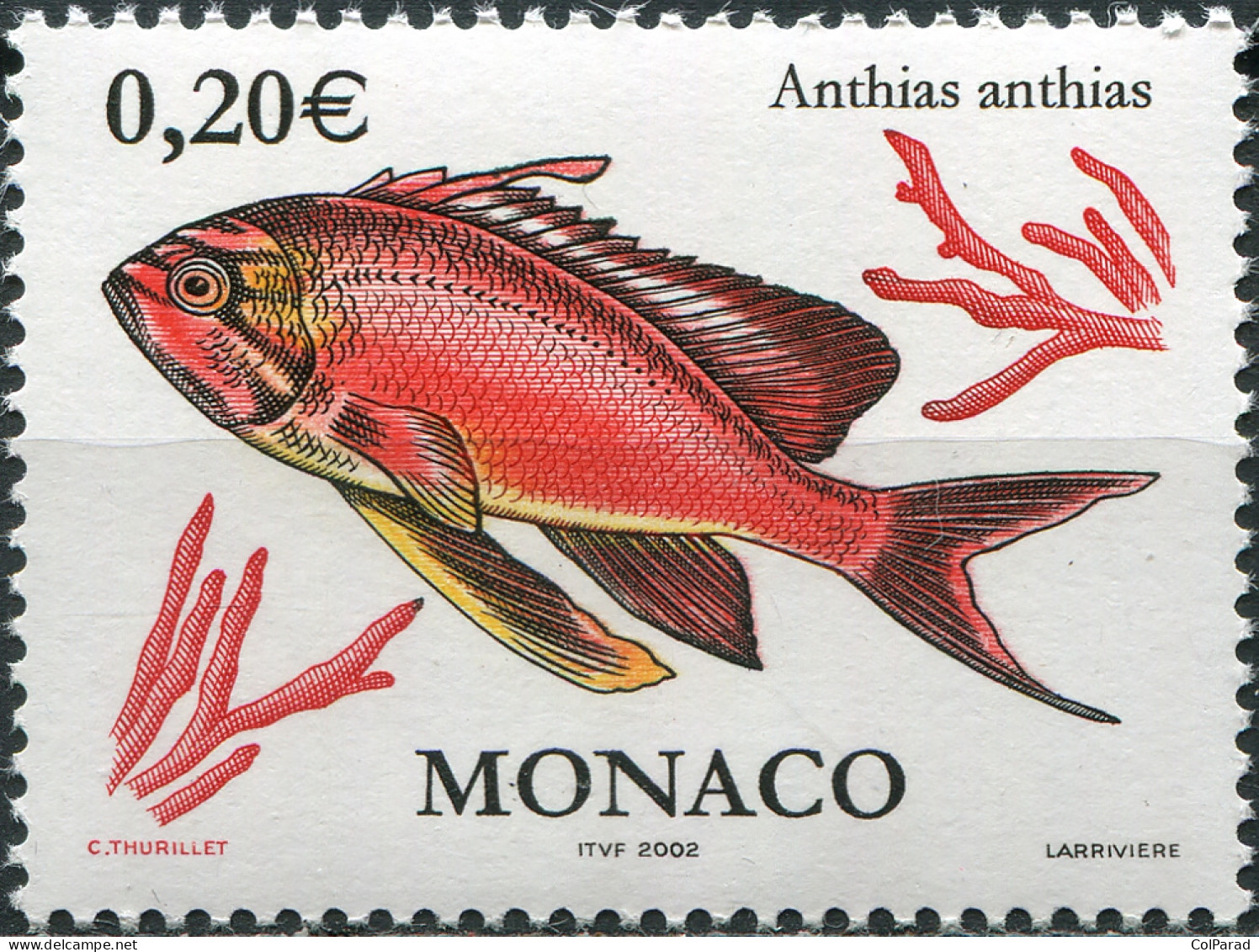 MONACO - 2002 - STAMP MNH ** - Swallowtail Seaperch (Anthias Anthias) - Unused Stamps