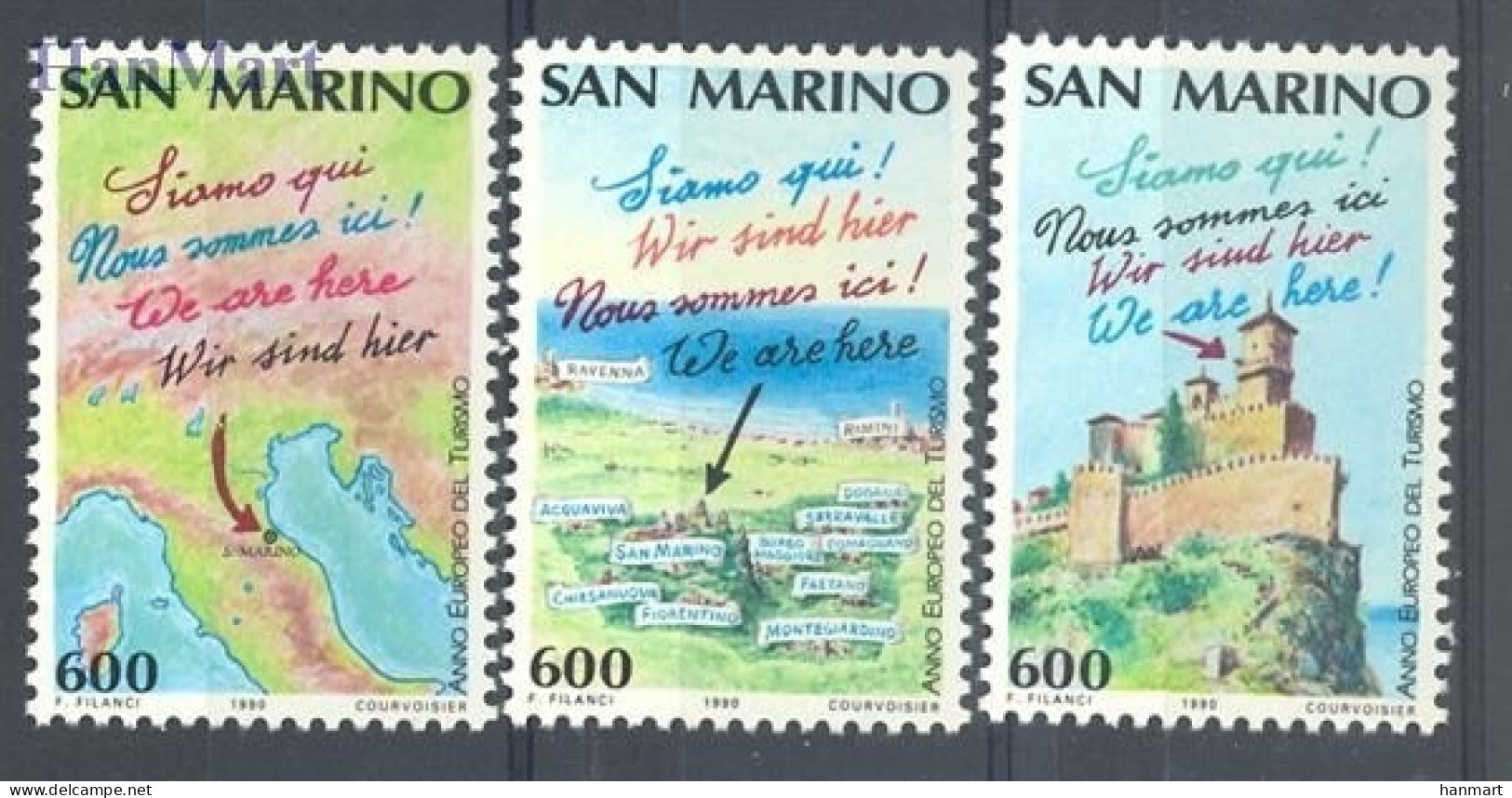 San Marino 1990 Mi 1435-1437A MNH  (ZE2 SMR1435-1437A) - Geography