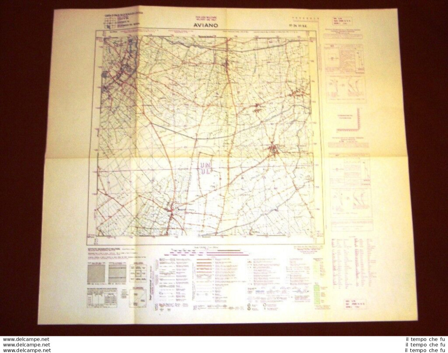 Grande Carta Topografica Aviano Davian Pordenone Friuli Dettagliatissima I.G.M. - Cartes Géographiques