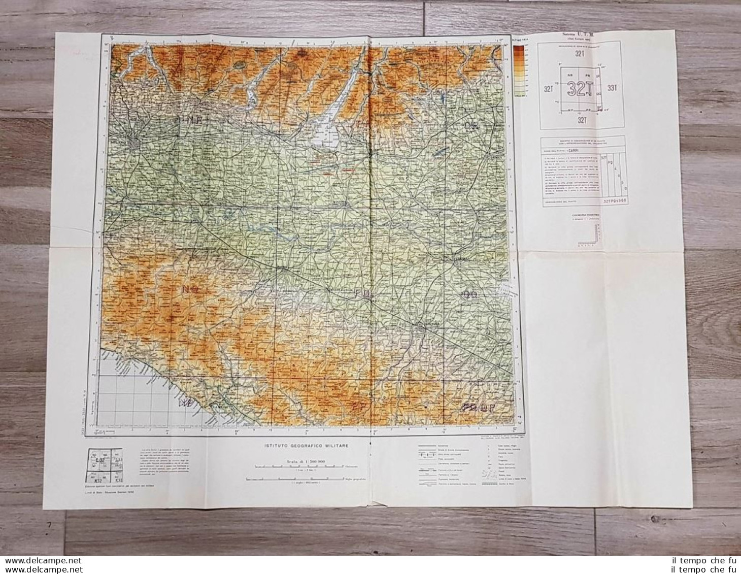 Carta Geografica Milano Parma Mantova Bologna I.G.M. Anno 1950 Cm 74,00 X 55,00 - Other & Unclassified