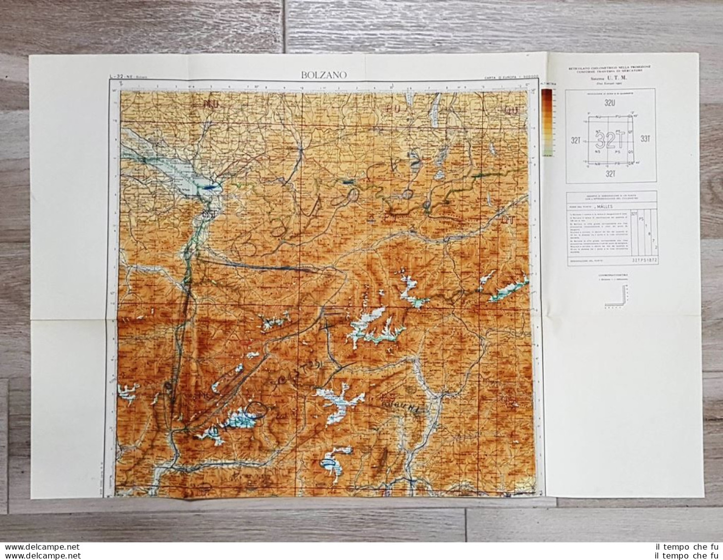 Carta Geografica Mappa Bolzano Trentino Alto Adige I.G.M. 1950 Cm 75,00 X 48,00 - Sonstige & Ohne Zuordnung