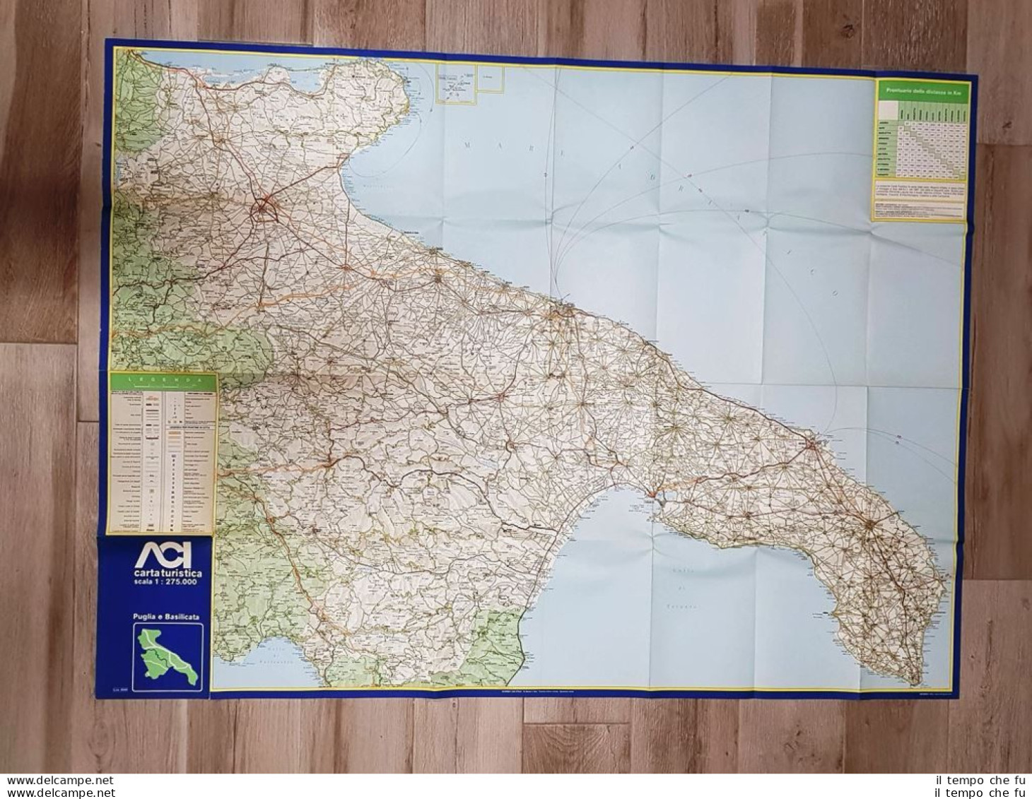 Carta O Cartina Turistica ACI Puglia E Basilicata Anni 70 Cm 85,00 X 115,00 - Autres & Non Classés