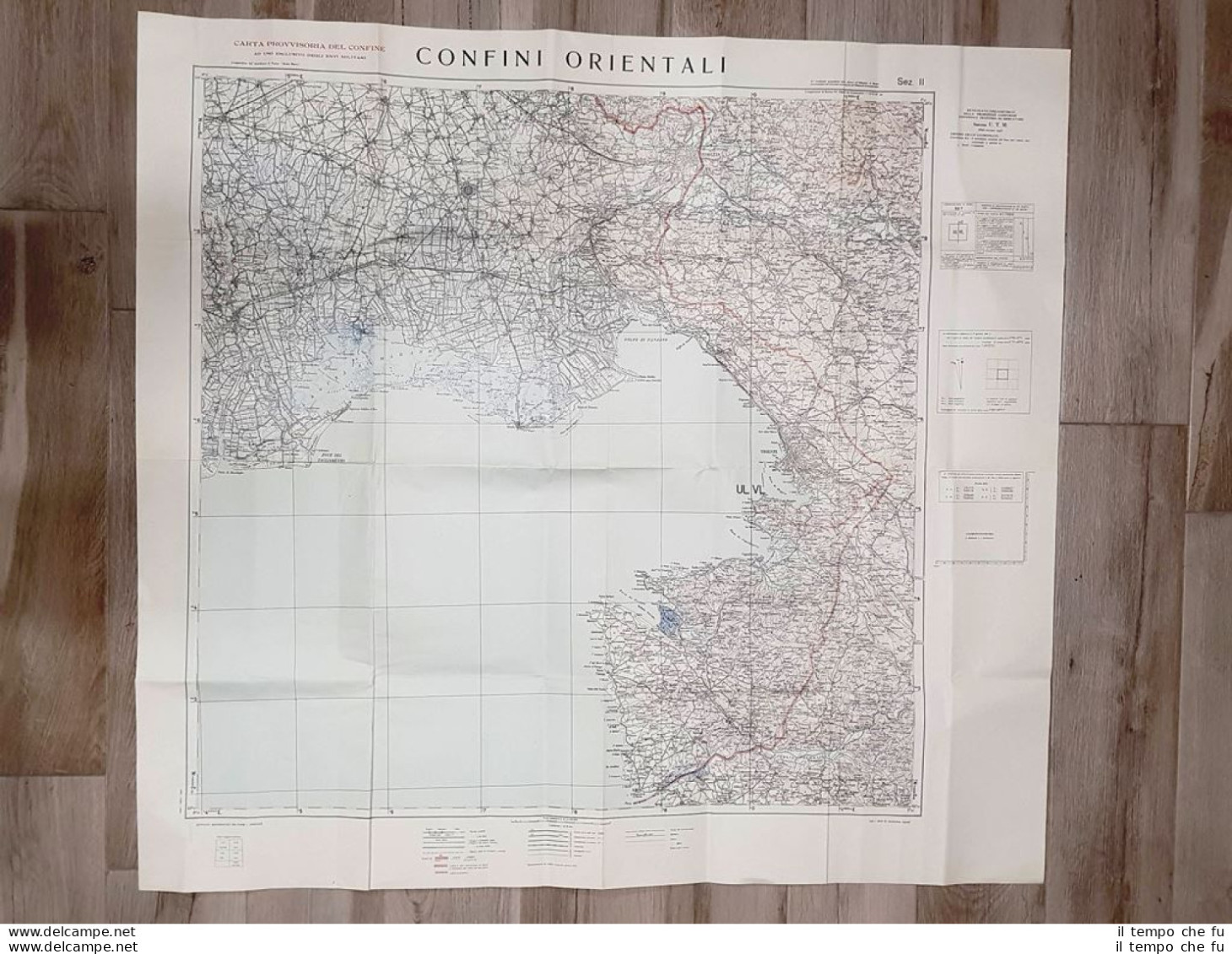 Carta Geografica Confini Orientali Sez. II Trieste I.G.M. Anno 1950 Cm 90 X 100 - Other & Unclassified