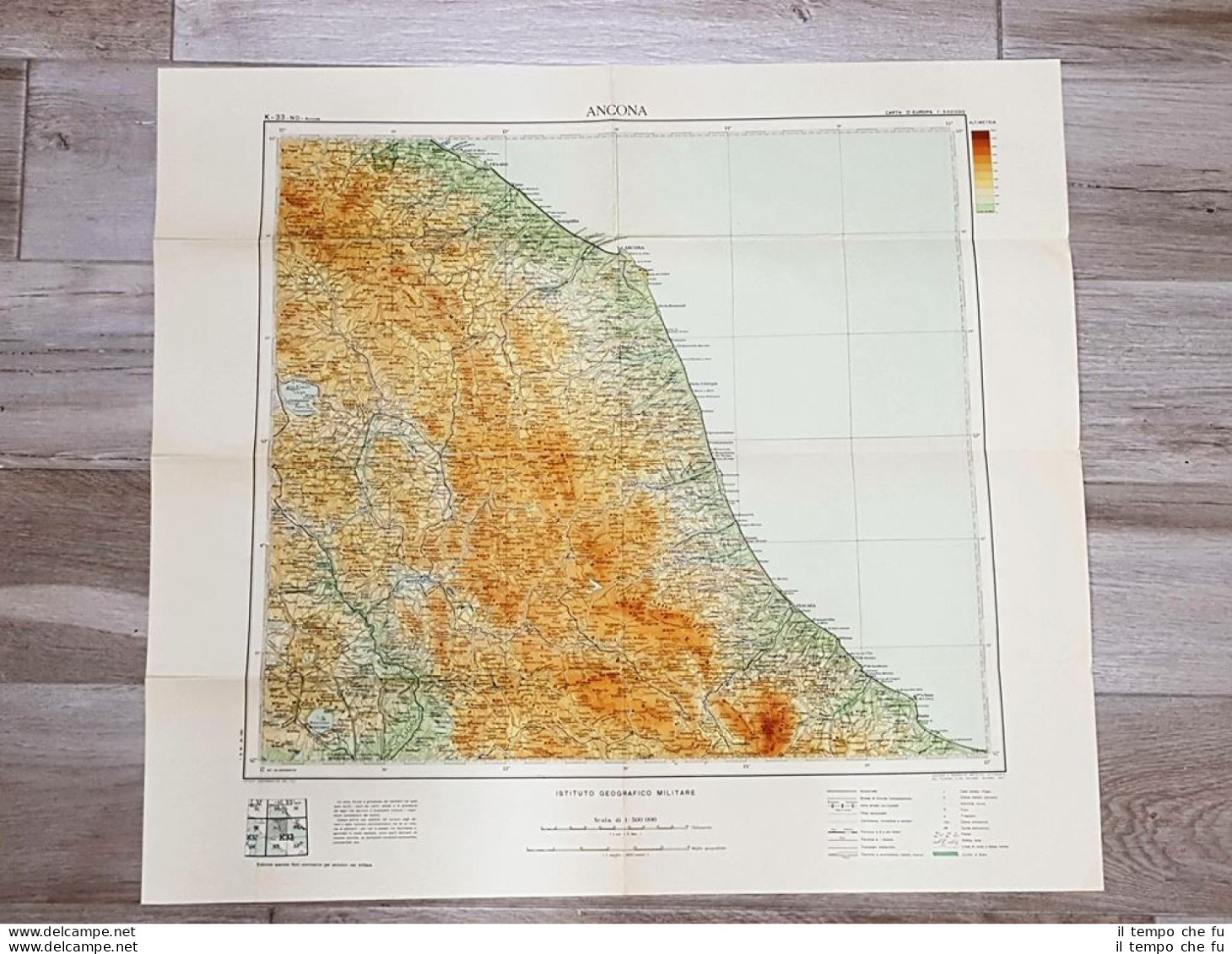 Carta Geografica O Mappa Ancona E Le Marche I.G.M. Anno 1951 Cm 65,00 X 60,00 - Autres & Non Classés