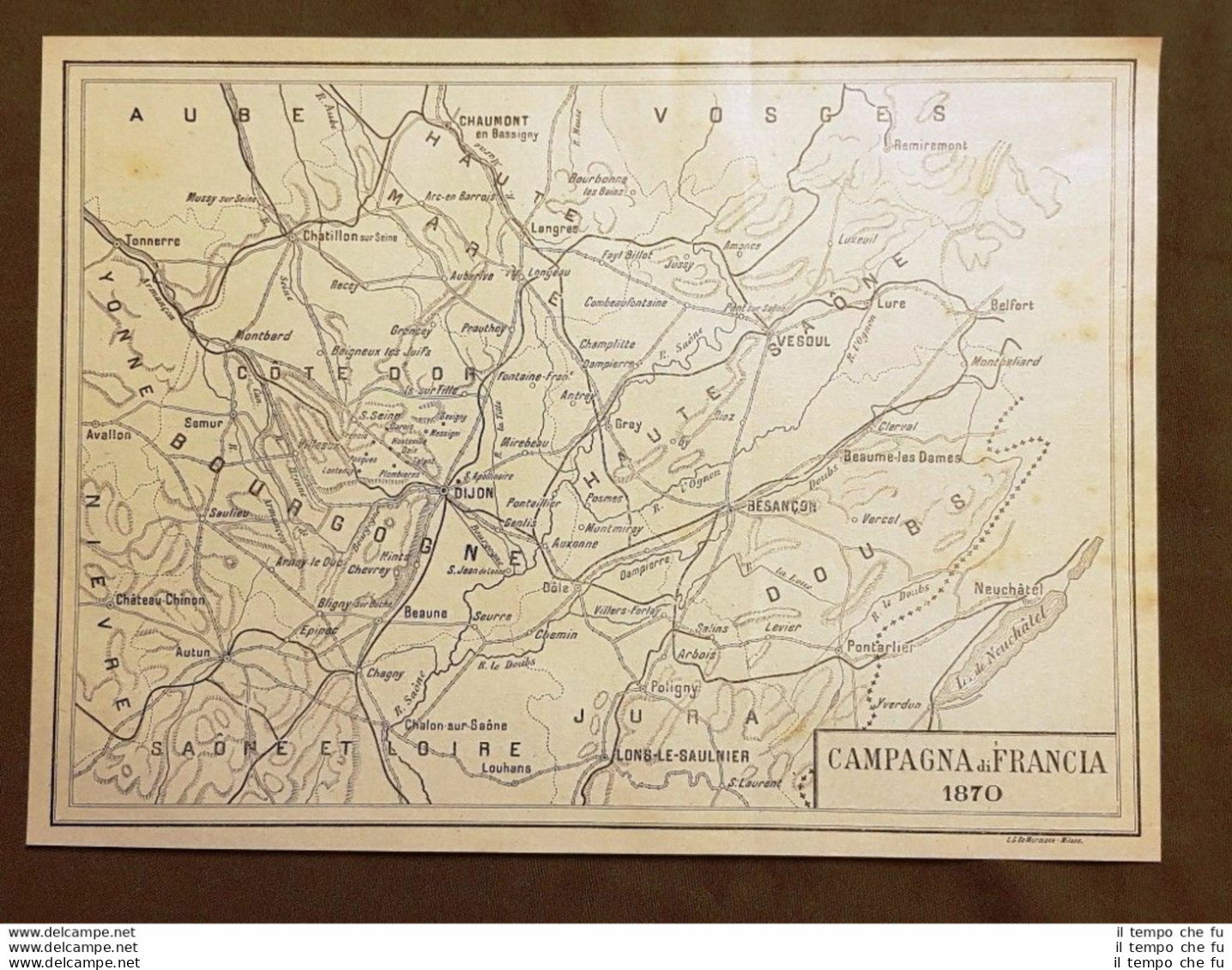 Carta Geofrafica O Mappa Della Campagna Di Francia Di Garibaldi Del 1870 - Autres & Non Classés